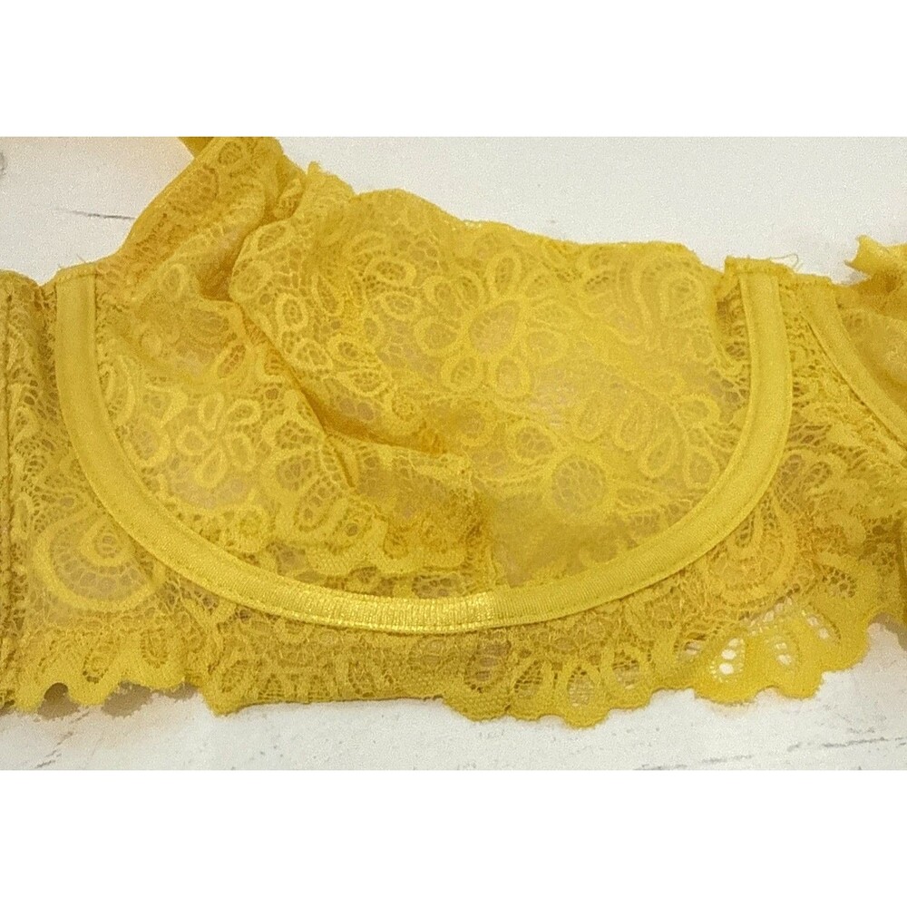 We Are We Wear Every Night Curve Underwire Lace Push Up Bra Bright Yellow Sz 40E - Picture 2 of 7